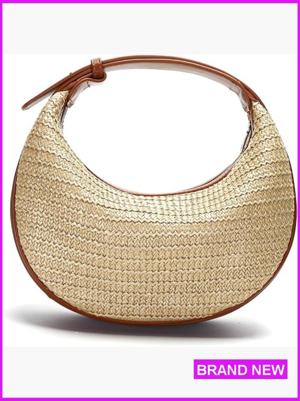 Straw Crossbody Bag Woven Hobo Handbag Beach Summer Crescent Purse Adjustable